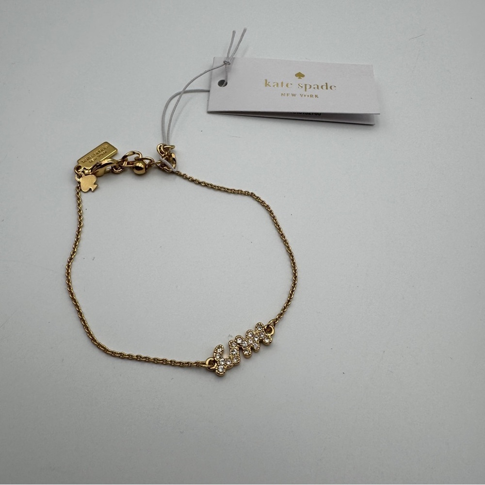 Kate Spade Say Yes Crystal Pavé Gold Bracelet Adjustable NWT